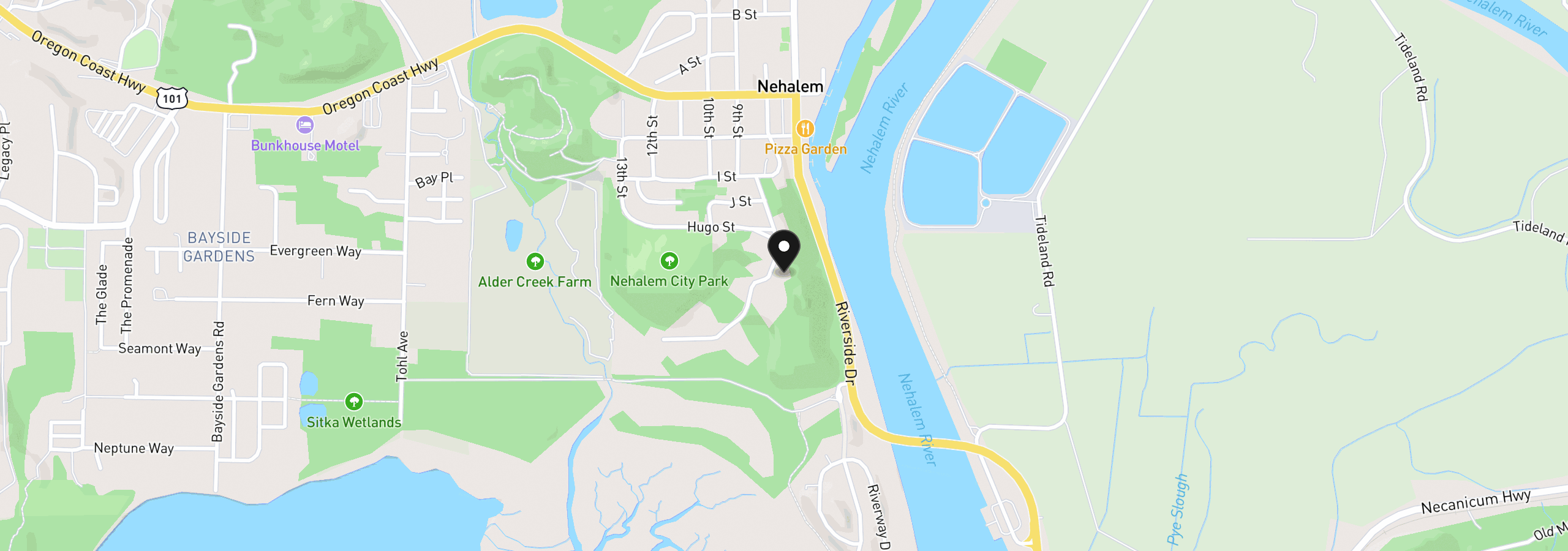 Map showing the location of 13565 Thompson Rd, Nehalem, OR 97131
