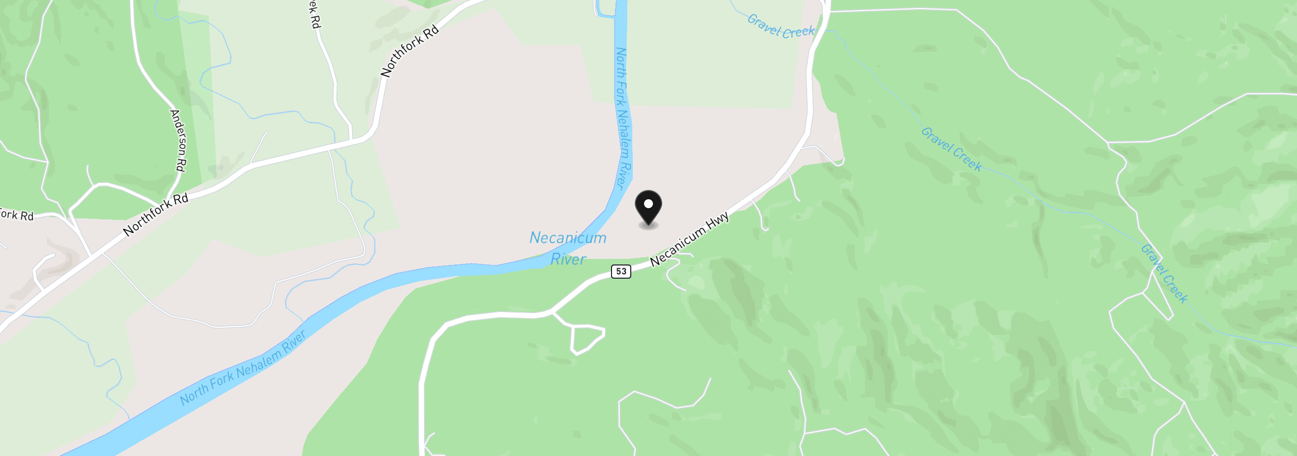 Map showing the location of Necanicum Hwy. 53, Nehalem, OR 97131