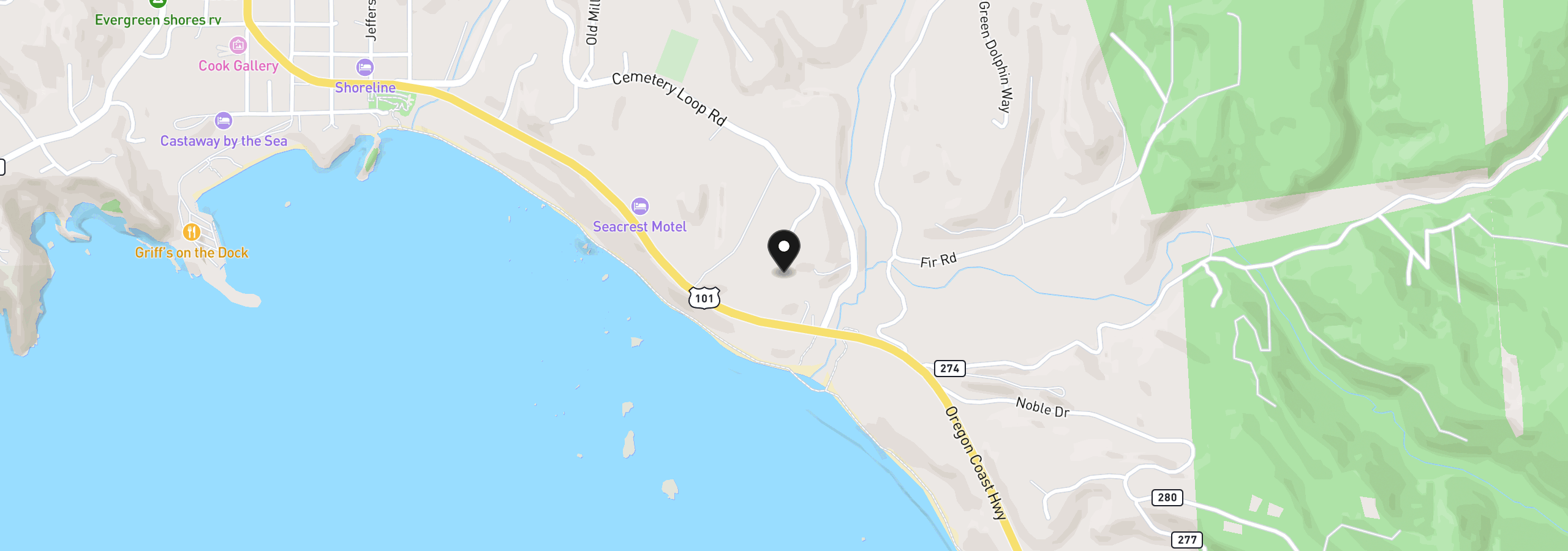 Map showing the location of 93204 Cemetery Loop Rd, Port Orford, OR 97465