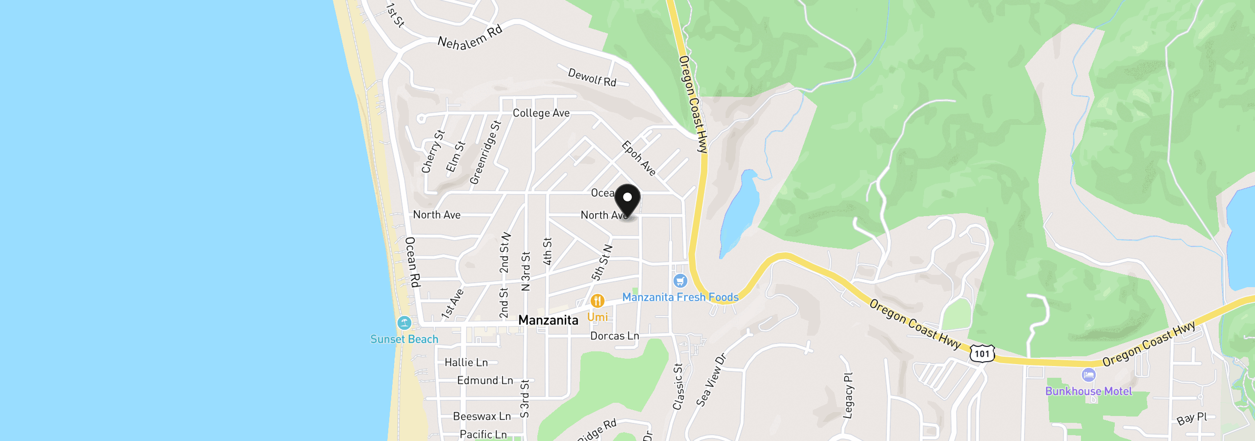 Map showing the location of 562 North Ave, Manzanita, OR 97130