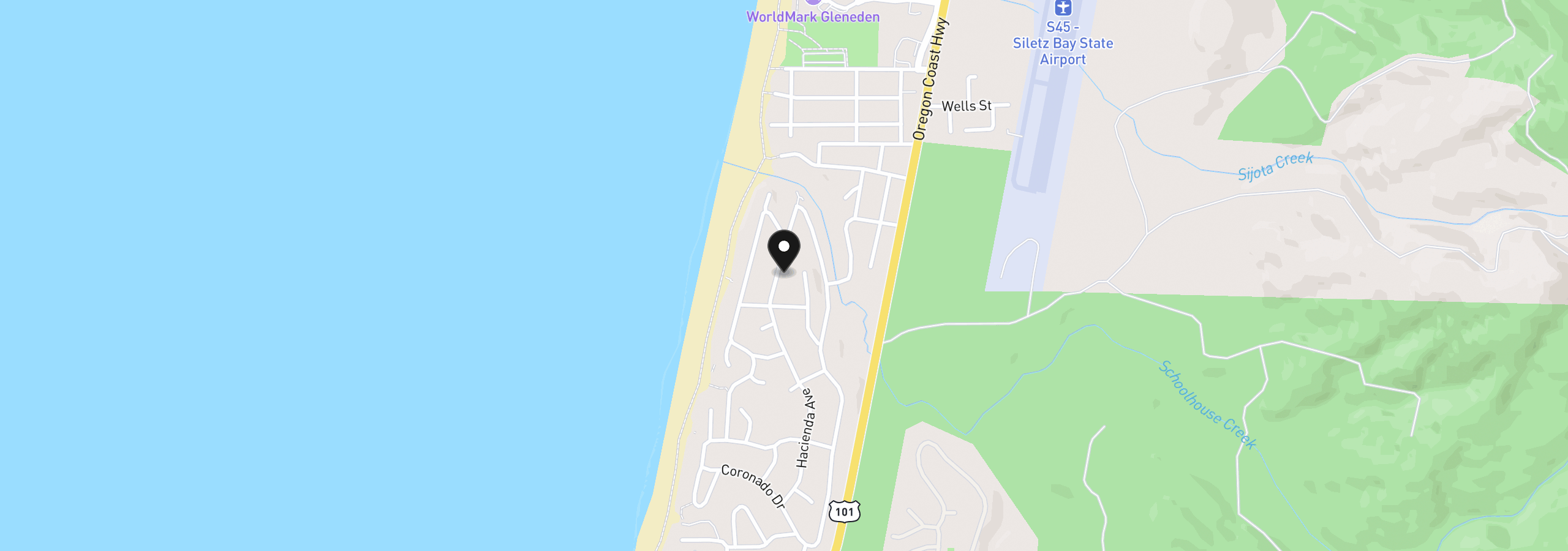 Map showing the location of 5850 Hacienda Ave, Lincoln City, OR 97367