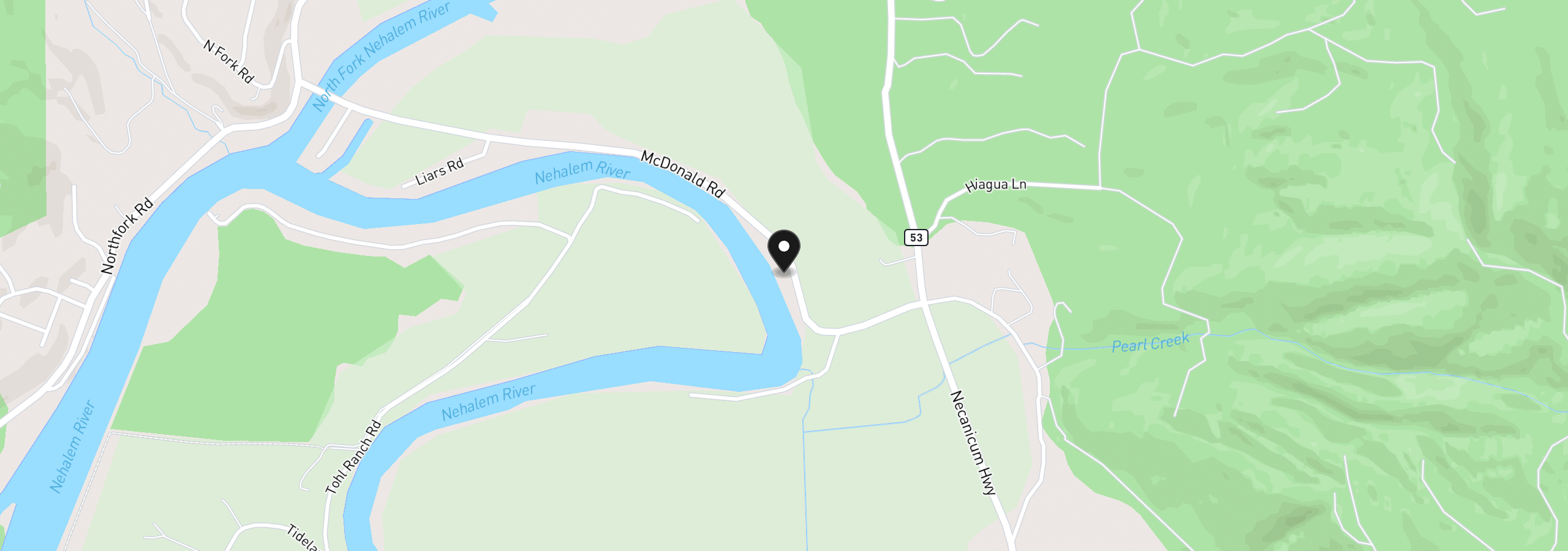 Map showing the location of 16365 McDonald Rd, Nehalem, OR 97131