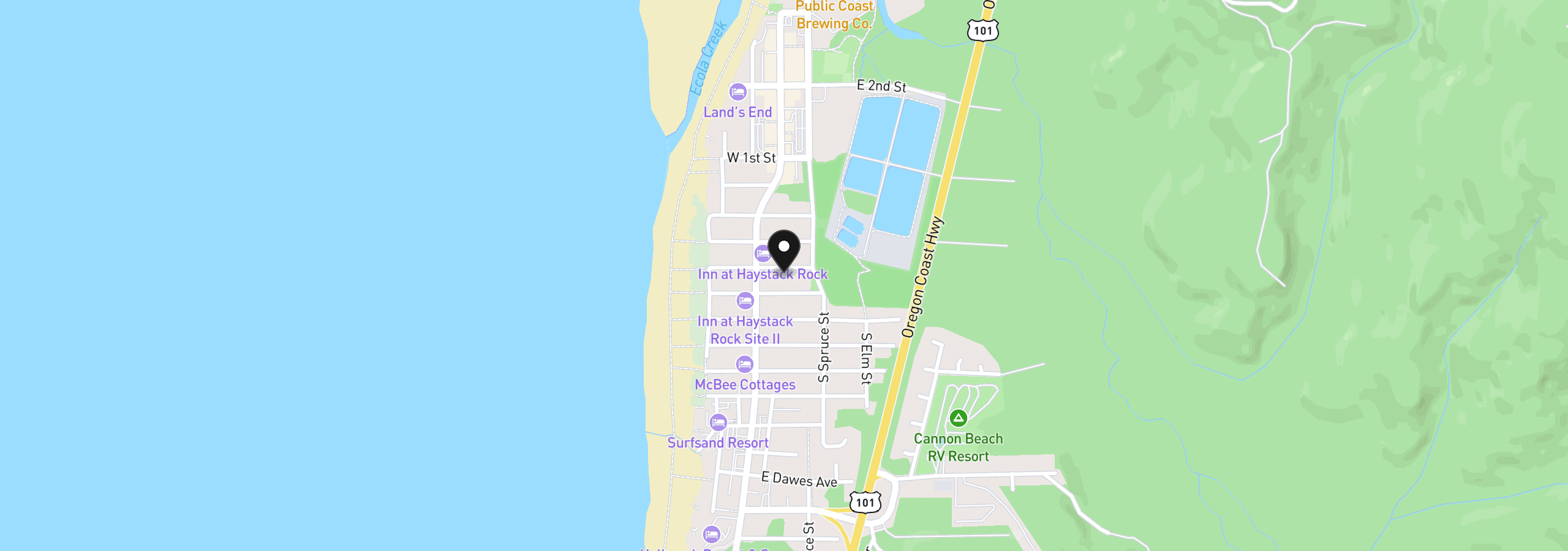 Map showing the location of 147 E Jefferson St, Cannon Beach, OR 97110