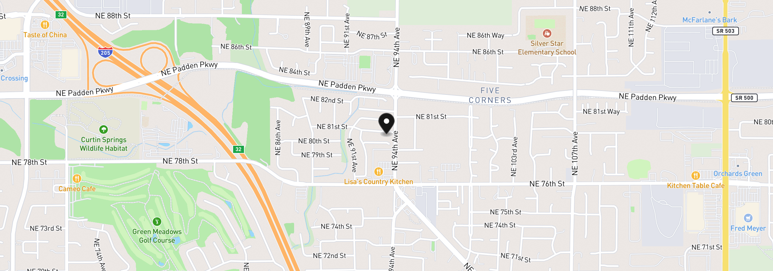 Map showing the location of 9325 NE 81st St, Vancouver, Wa 98662