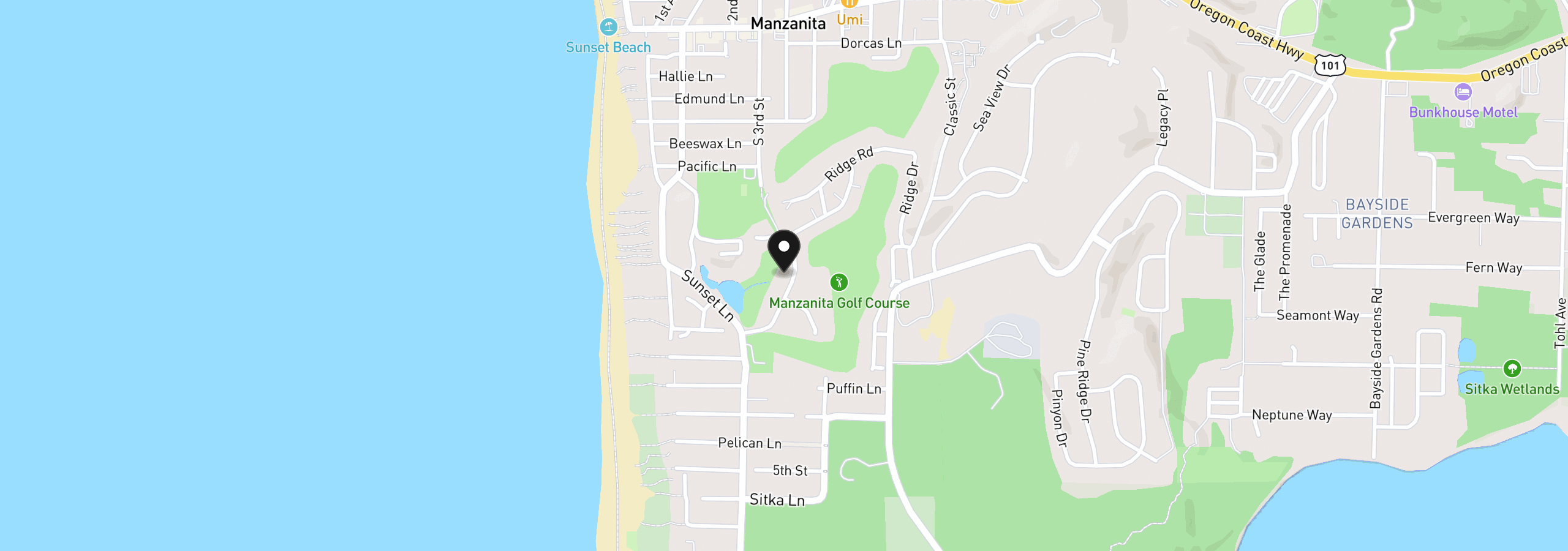Map showing the location of 867 Lakeview Dr, Manzanita, OR 97130