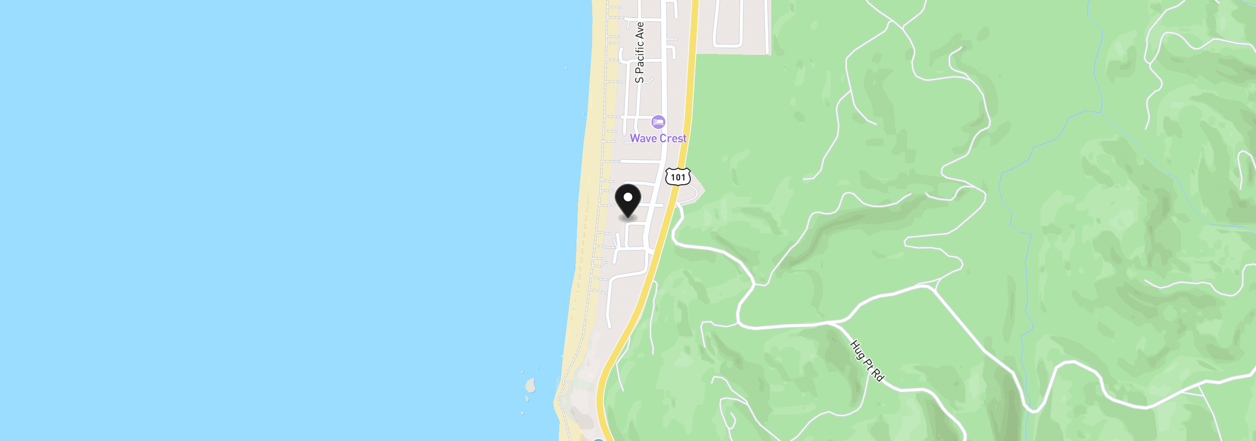Map showing the location of Watts Way, Cannon Beach, OR 97110