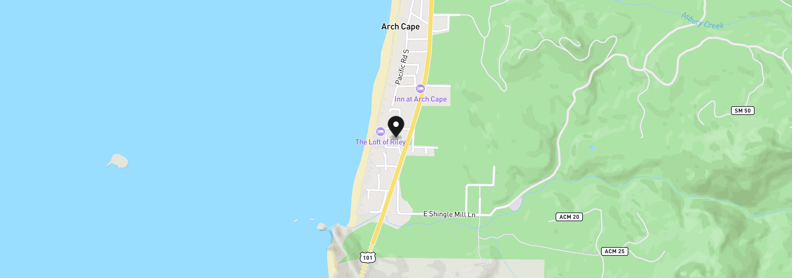 Map showing the location of 79924 W Beach Rd, Arch Cape, OR 97102