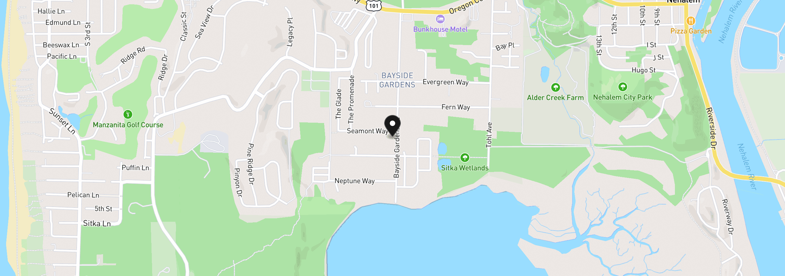 Map showing the location of 11195 Seamont Way, Nehalem, OR 97131