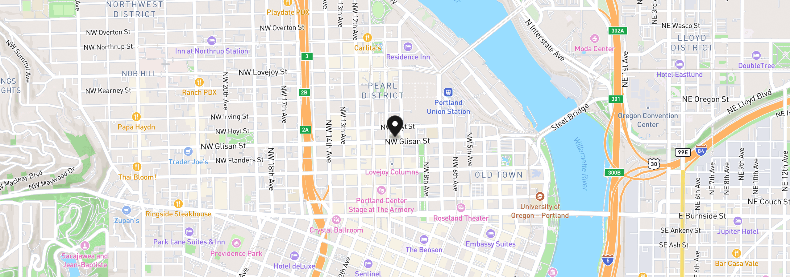 Map showing the location of 937 NW Glisan St 337, Portland, OR 97209