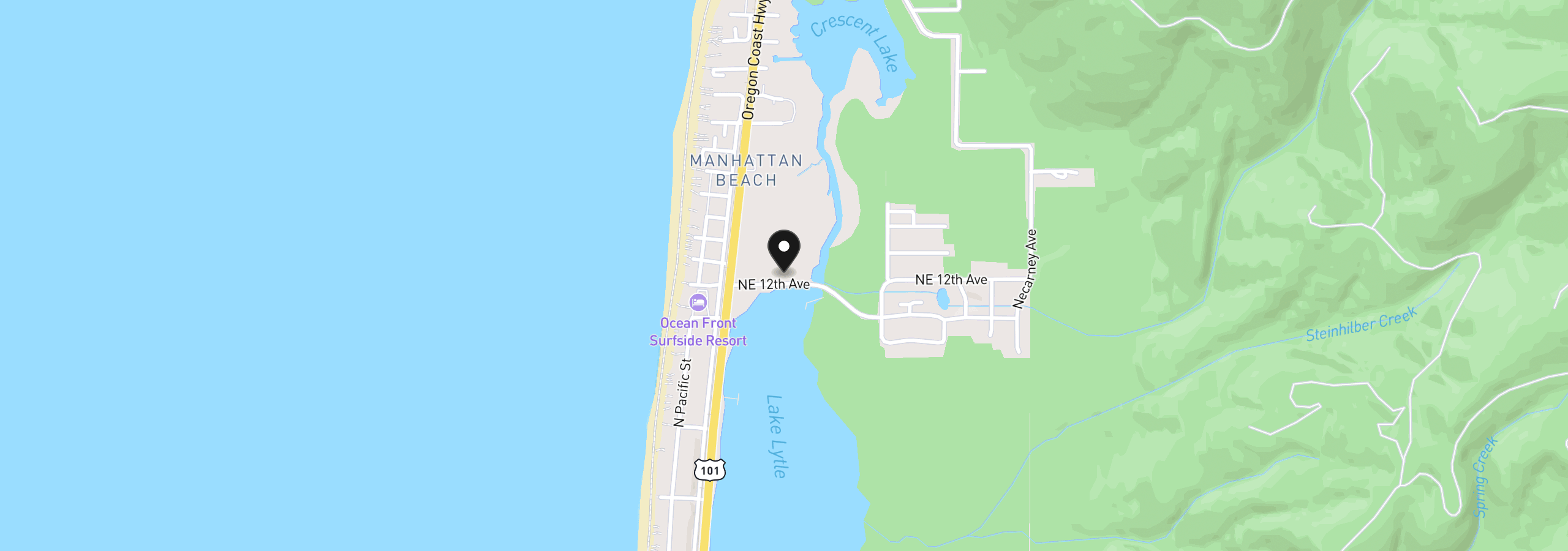 Map showing the location of 201 NE 12th Ave, Rockaway Beach, OR 97136