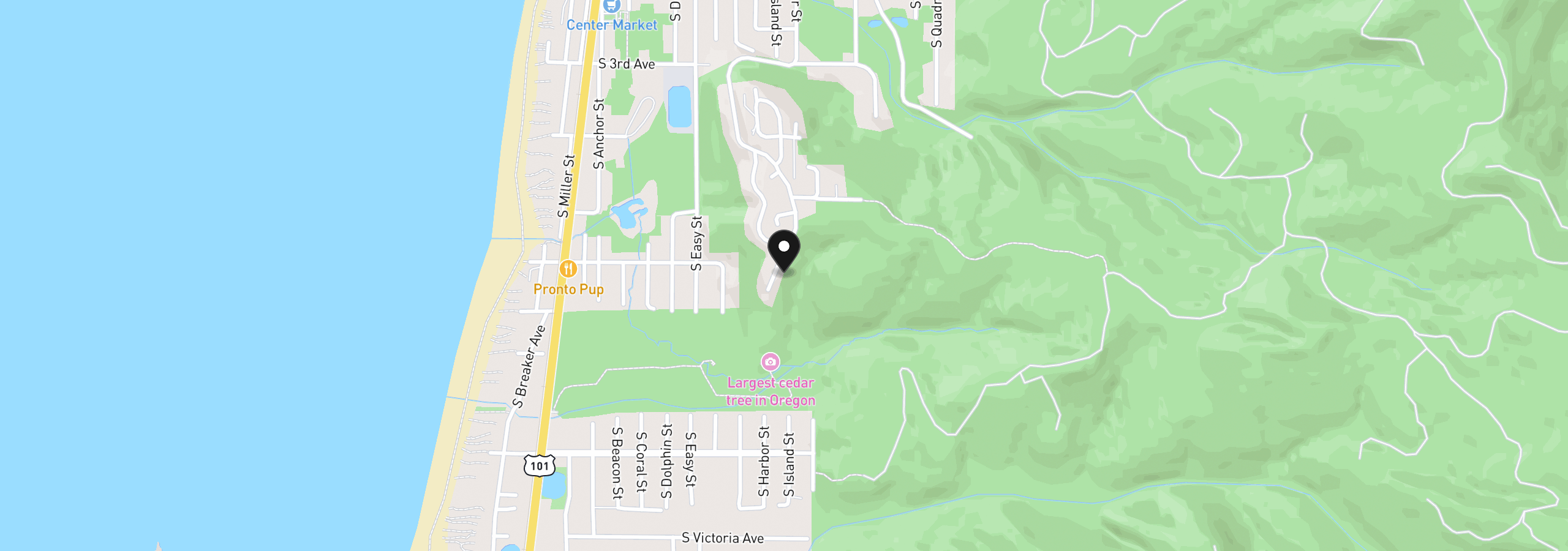 Map showing the location of Pacific View Dr, Rockaway Beach, OR 97136
