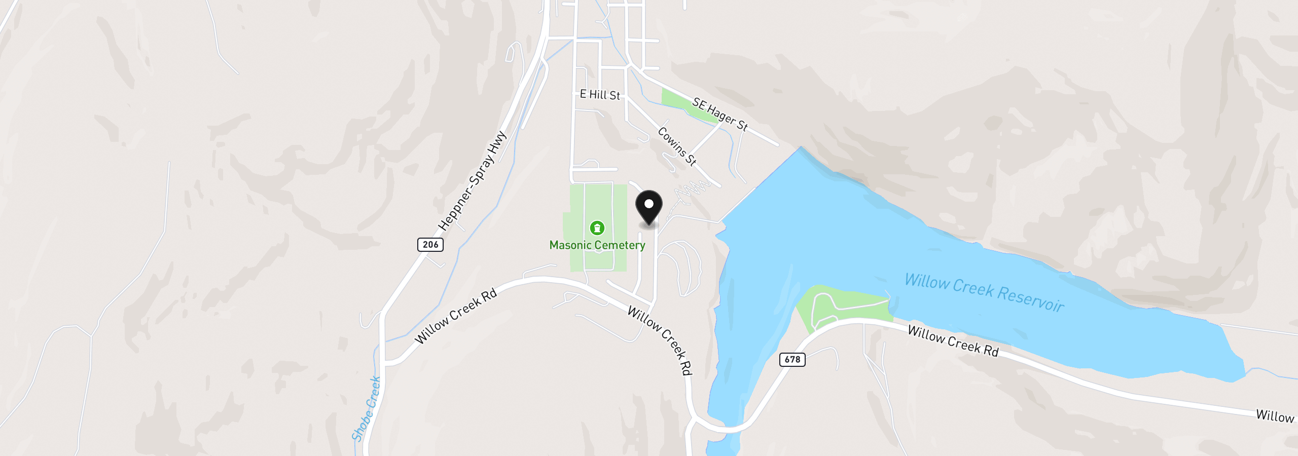 Map showing the location of Lakeview Ct, Heppner, OR 97836