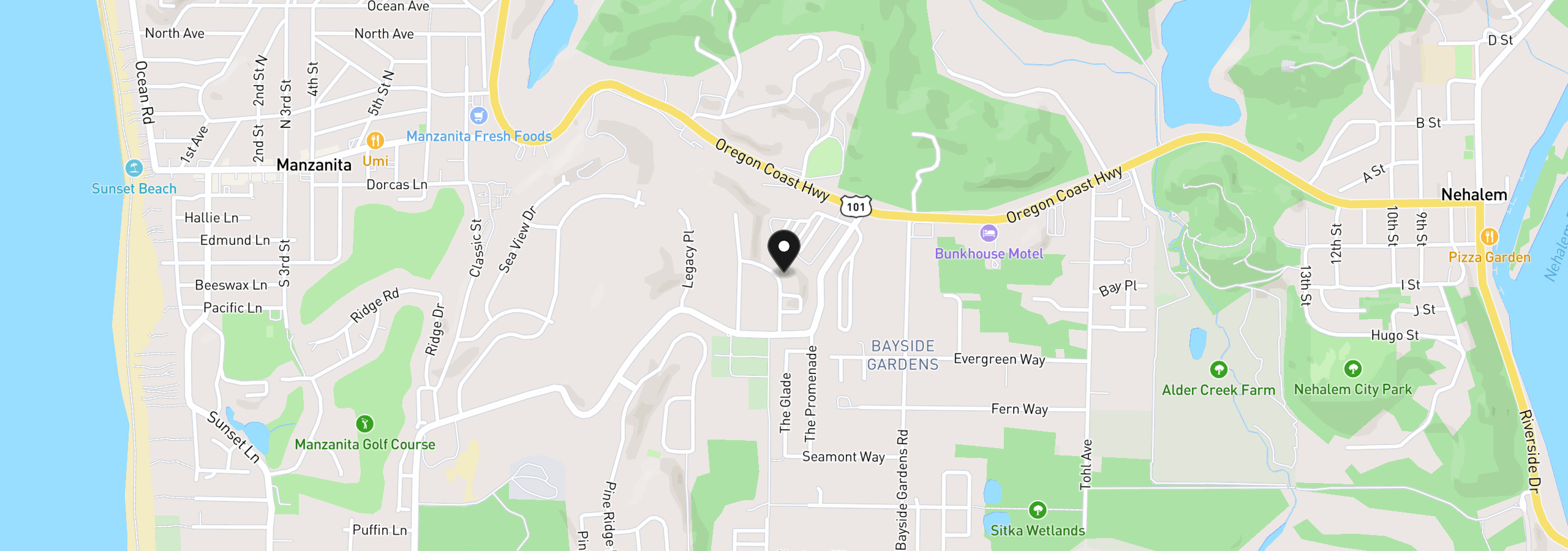 Map showing the location of Schooner Way, Manzanita, OR 97130