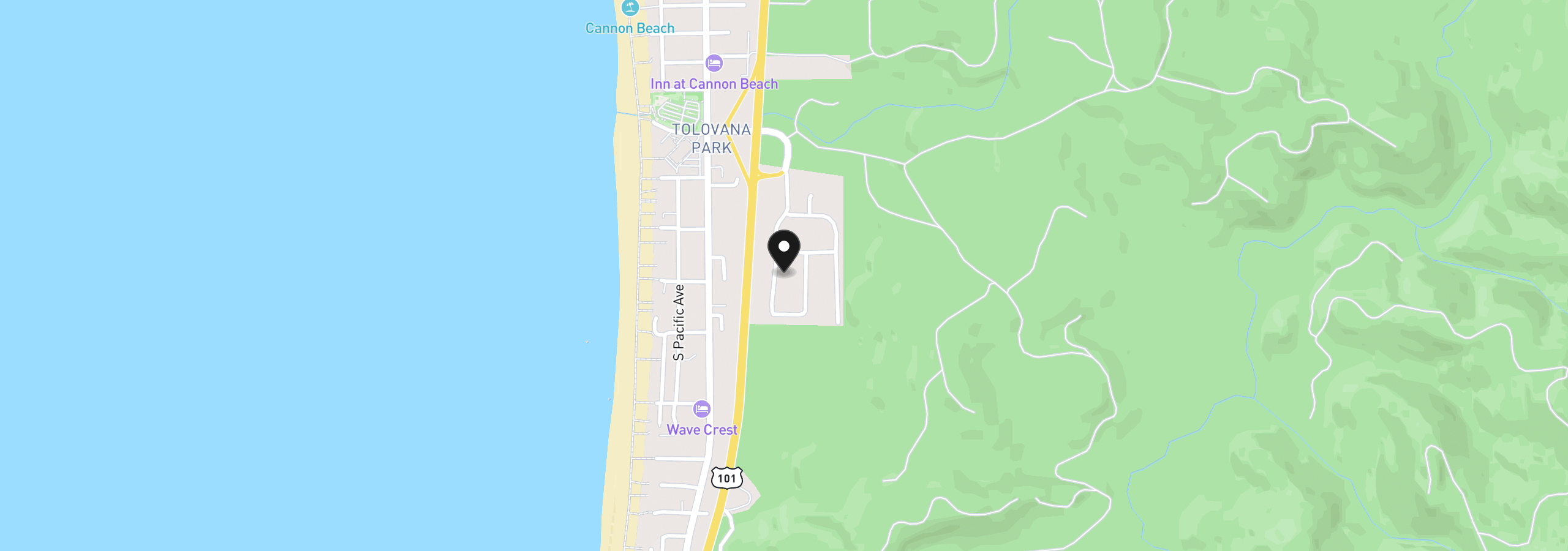 Map showing the location of 3739 W Chinook Ave, Cannon Beach, OR 97110
