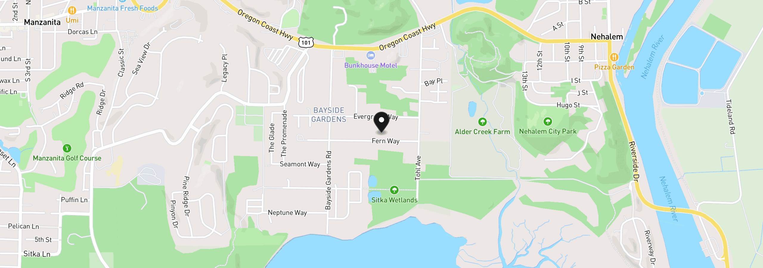 Map showing the location of 11420 Fern Way, Nehalem, OR 97131