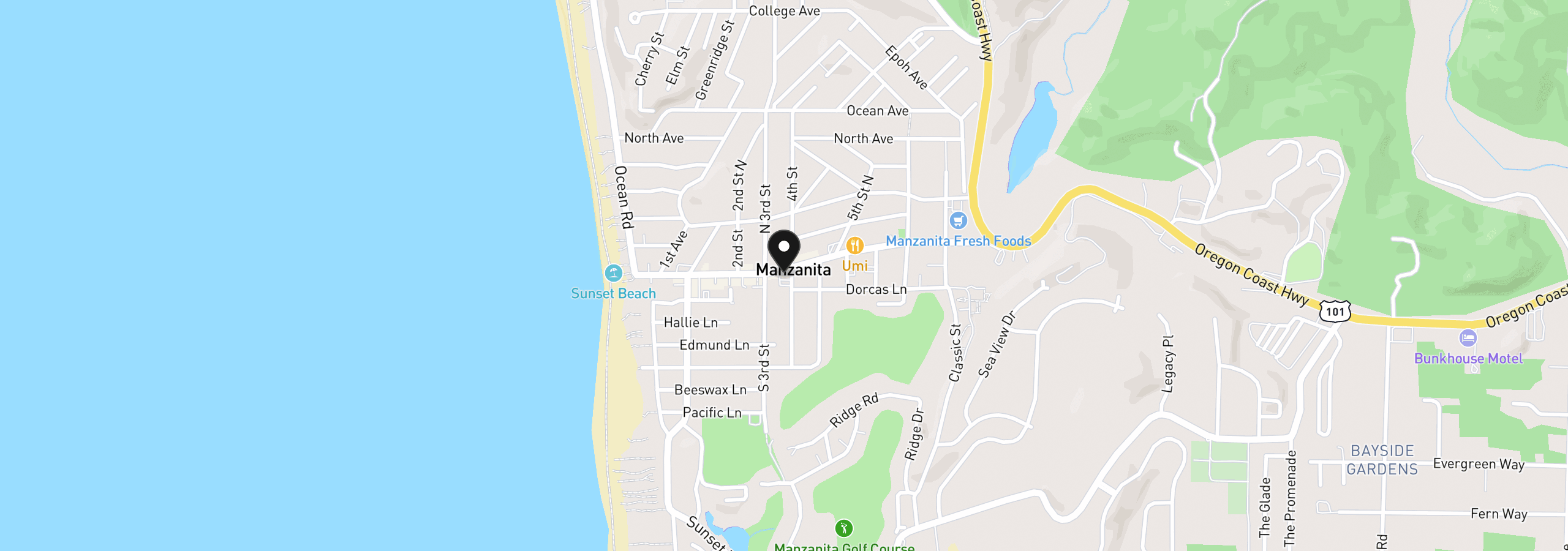 Map showing the location of 37200 21st St, Manzanita, OR 97130