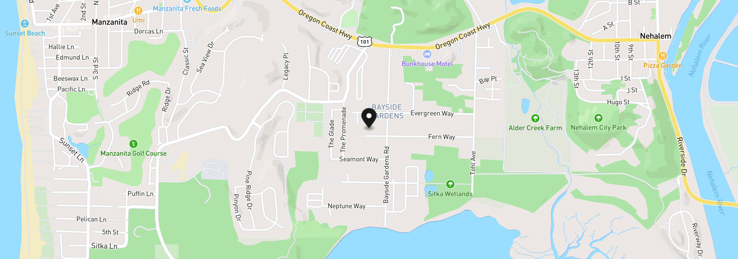 Map showing the location of 11150 Fern Way, Nehalem, OR 97131