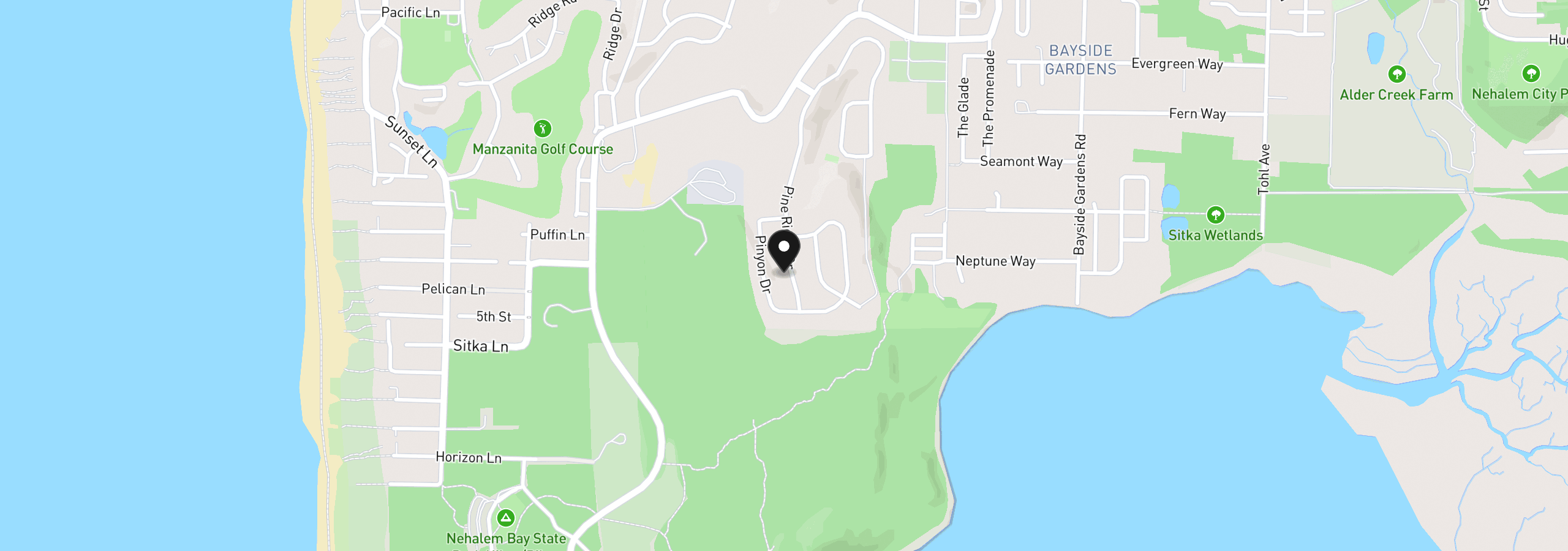 Map showing the location of 9940 Pine Ridge Dr, Manzanita, OR 97130