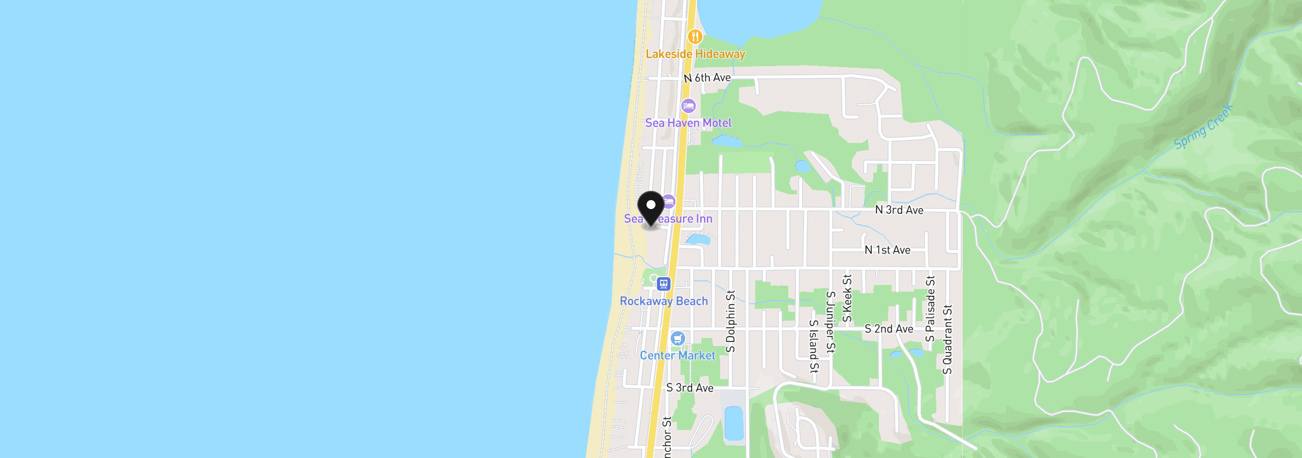 Map showing the location of 188 North Pacific St, Rockaway Beach, OR 97136