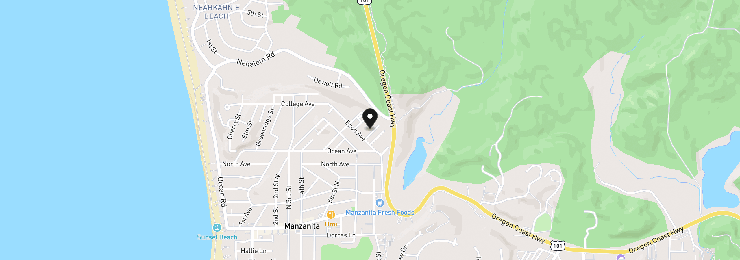 Map showing the location of 18th St 402, Manzanita, OR 97130