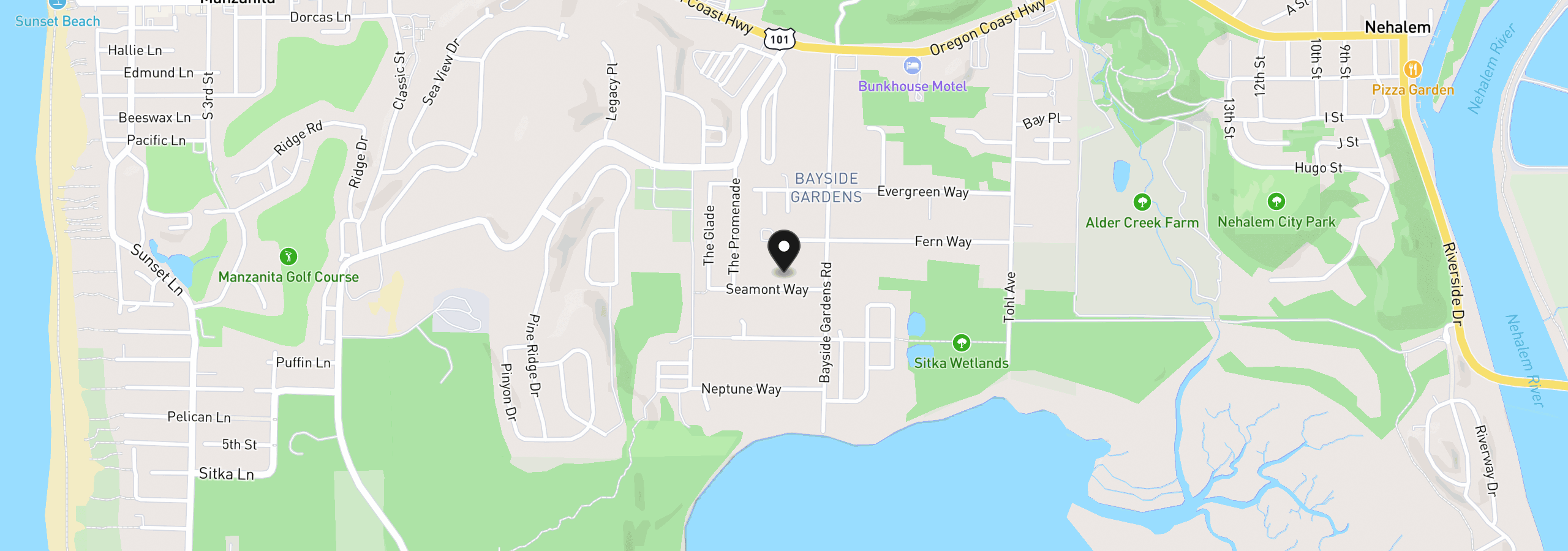 Map showing the location of 11140 Seamont Way, Nehalem, OR 97131