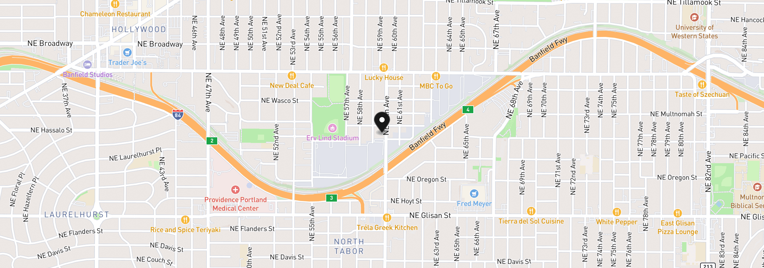 Map showing the location of 1015 NE 60th Ave, Portland, OR 97213
