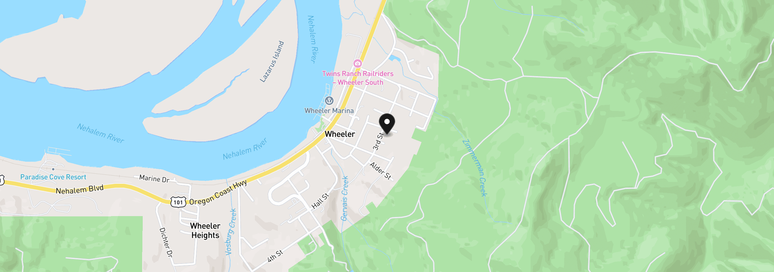 Map showing the location of Pine St, Wheeler, OR 97147