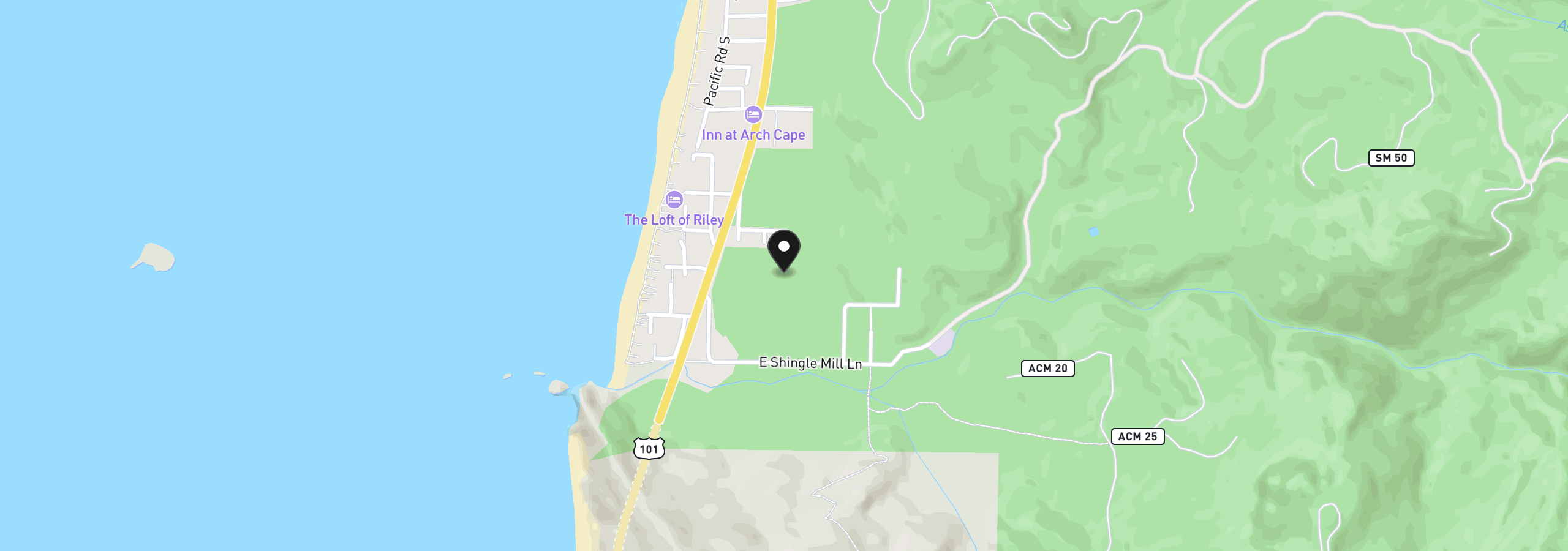 Map showing the location of Lion Rock St, Arch Cape, OR 97102