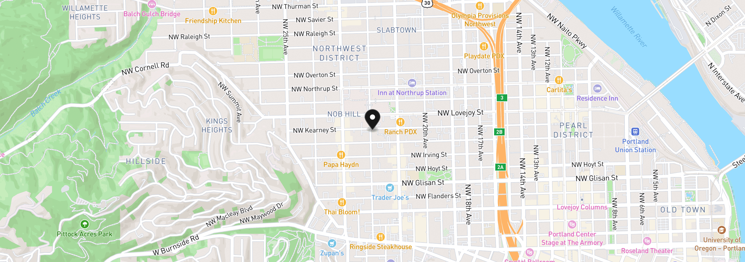 Map showing the location of 2188 NW Kearney St, Portland, OR 97210