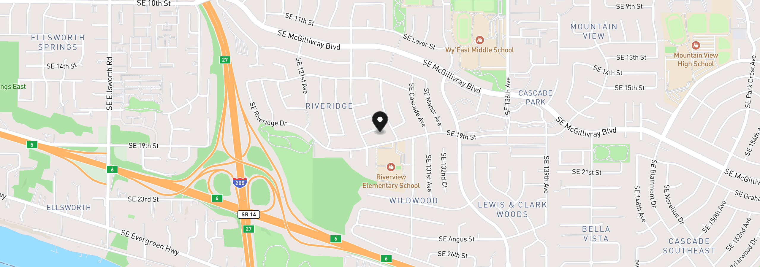 Map showing the location of 12513 SE 18th Cir, Vancouver, Wa 98683