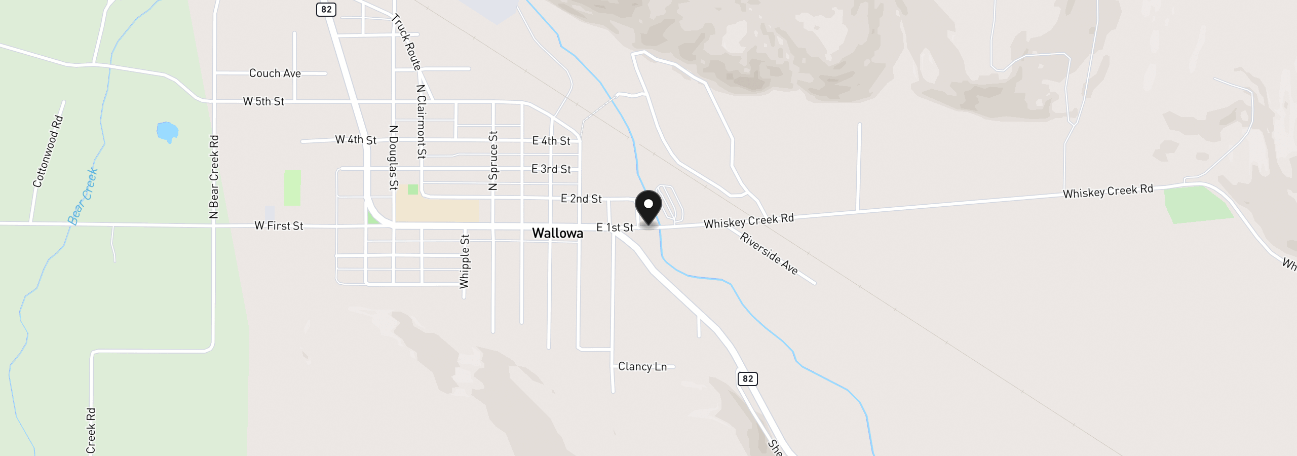 Map showing the location of E First, Wallowa, OR 97885