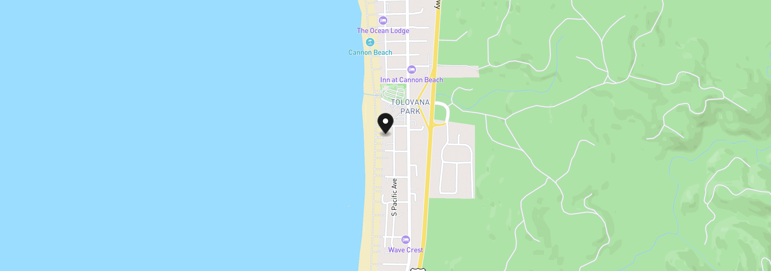 Map showing the location of 3530 Pacific St, Cannon Beach, OR 97110