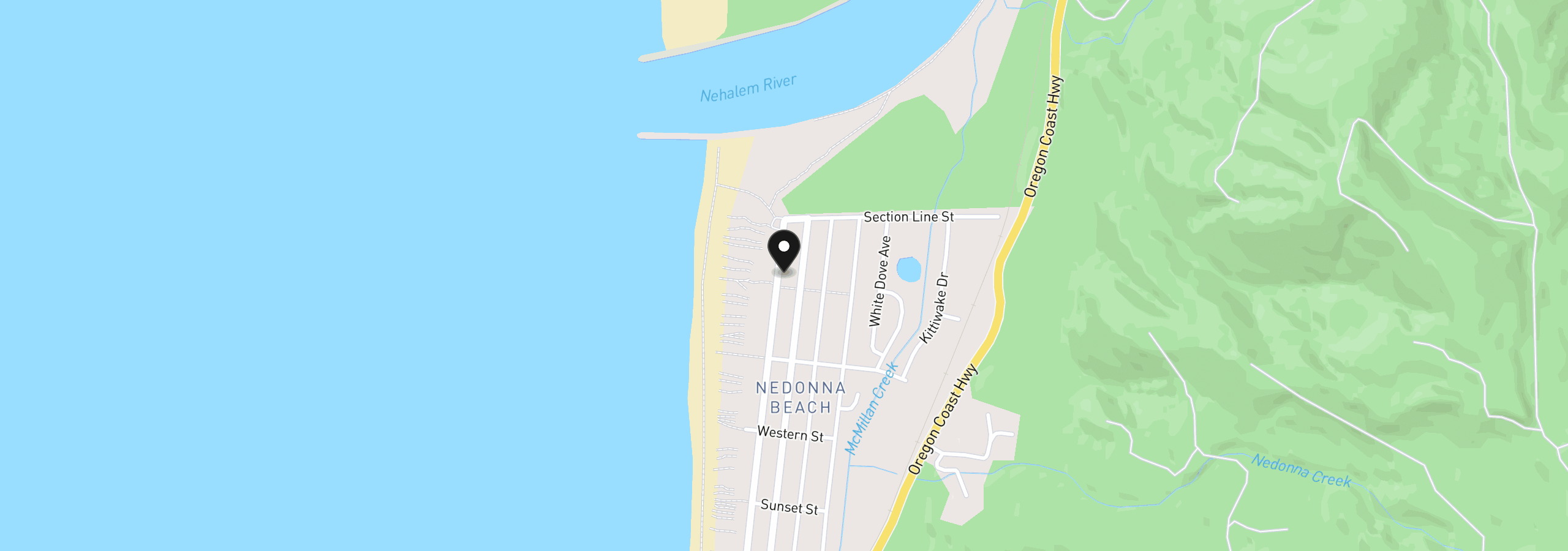 Map showing the location of 26615 Beach Dr, Rockaway Beach, OR 97136