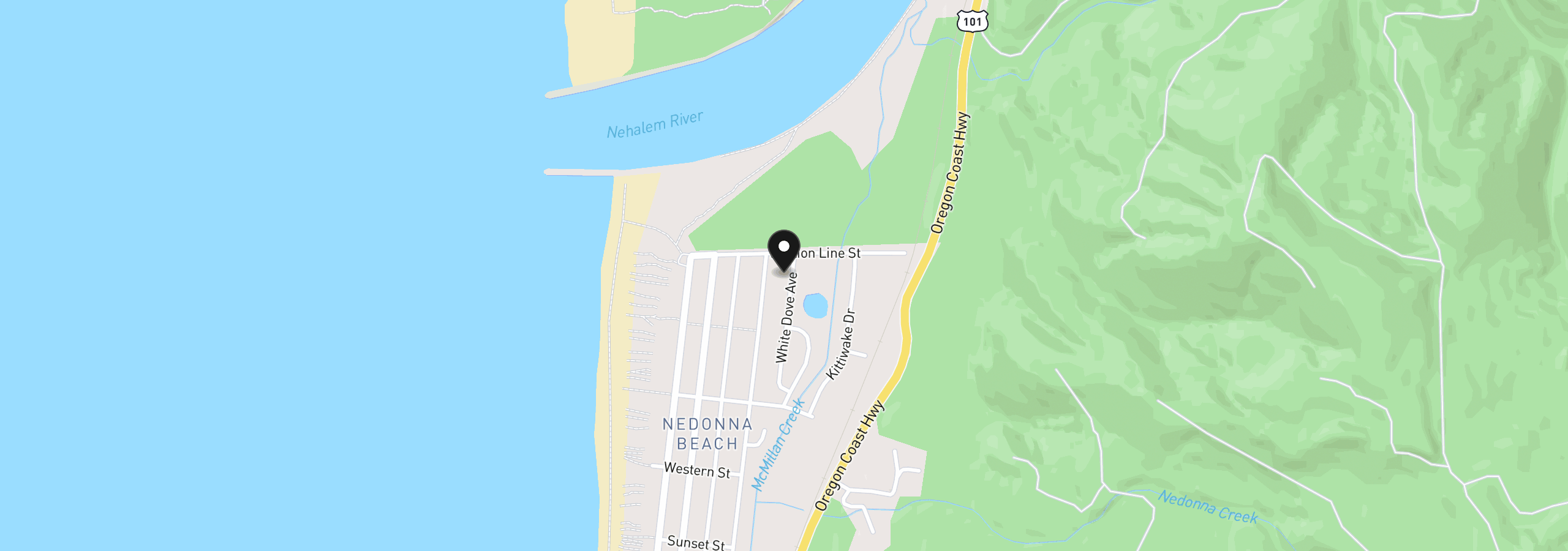 Map showing the location of 26772 White Dove Ave, Rockaway Beach, OR 97136