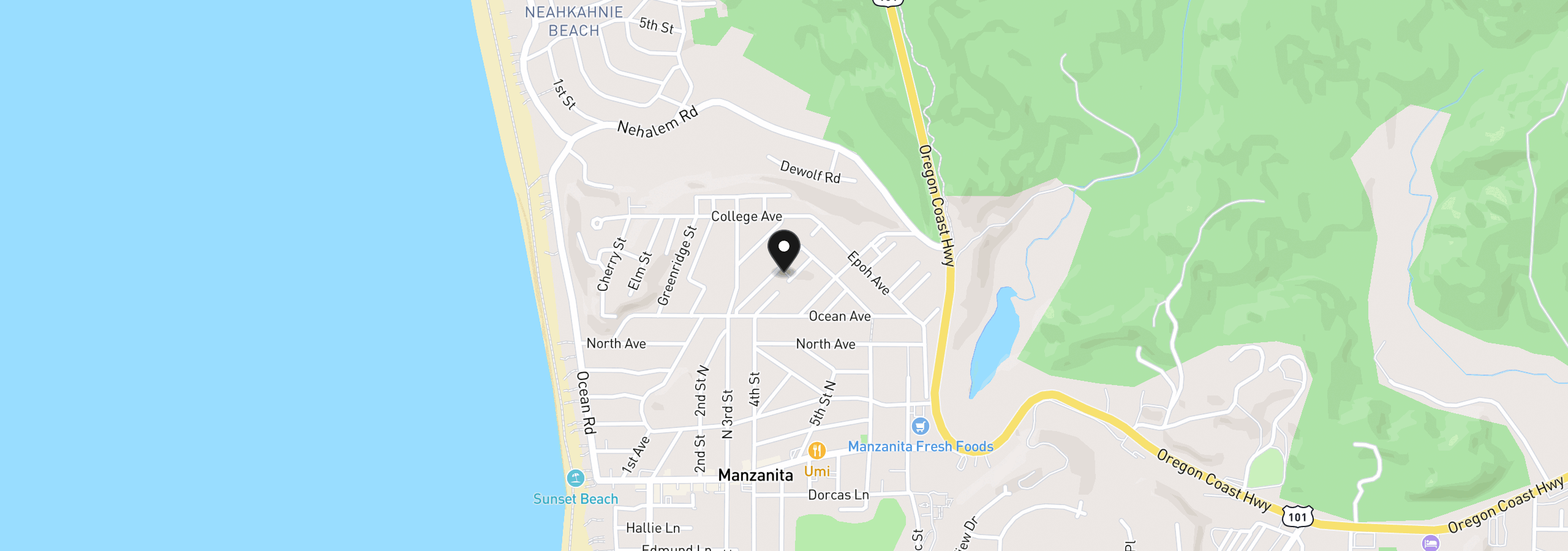 Map showing the location of 796 Madrona St, Manzanita, OR 97130