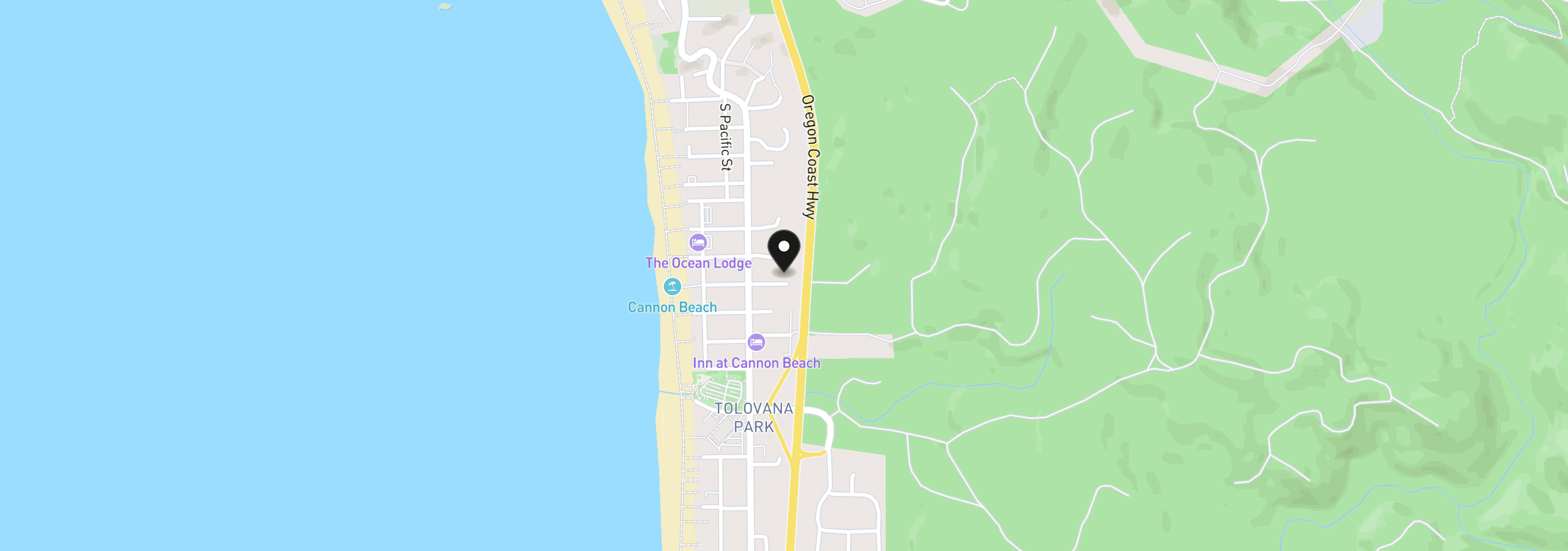 Map showing the location of 172 E Susitna St, Cannon Beach, OR 97110