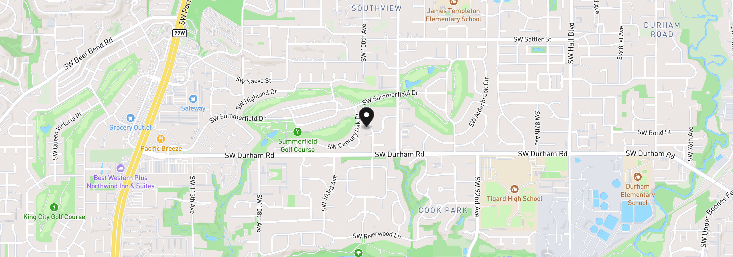 Map showing the location of 15795 SW Serena Ct, Portland, OR 97224