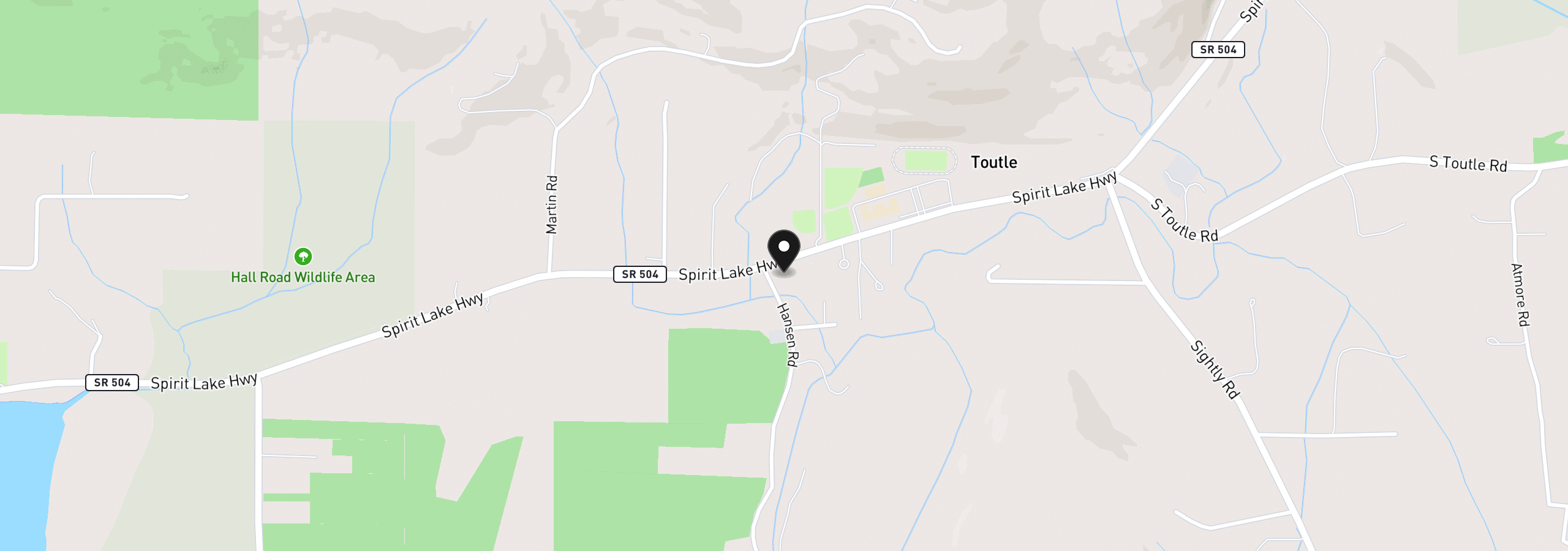 Map showing the location of 5005 Spirit Lake Hwy, Toutle, Wa 98649