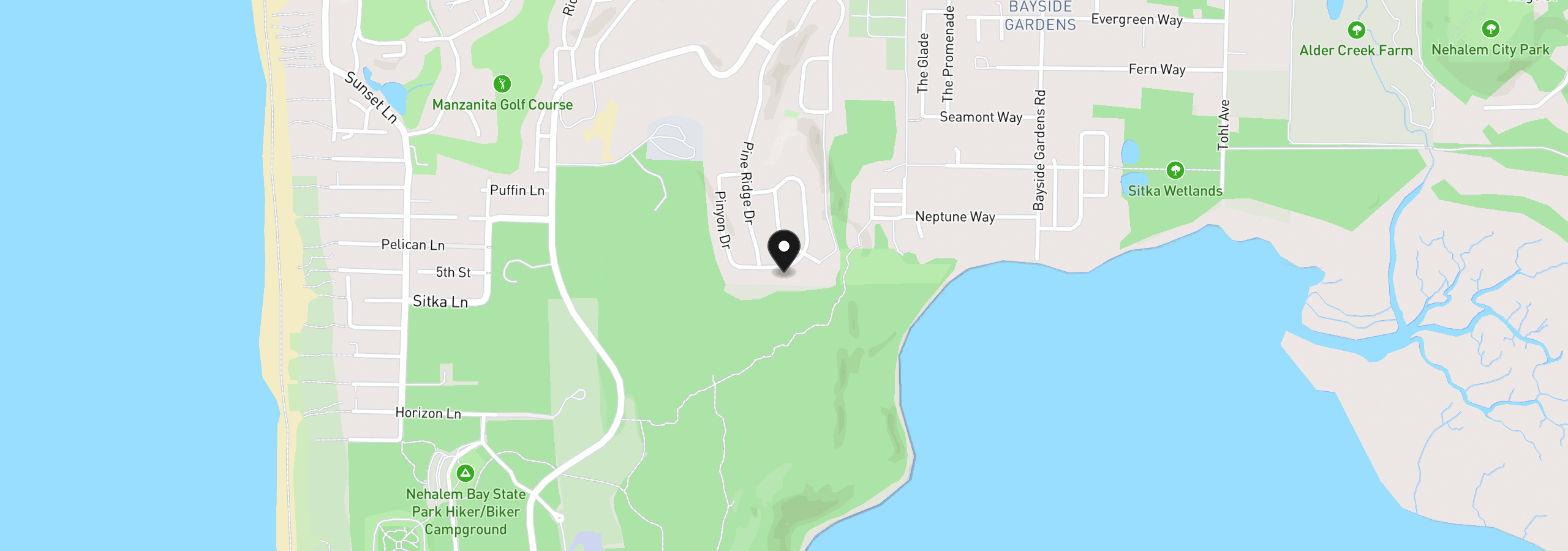 Map showing the location of 34590 Lodgepole Dr, Manzanita, OR 97130