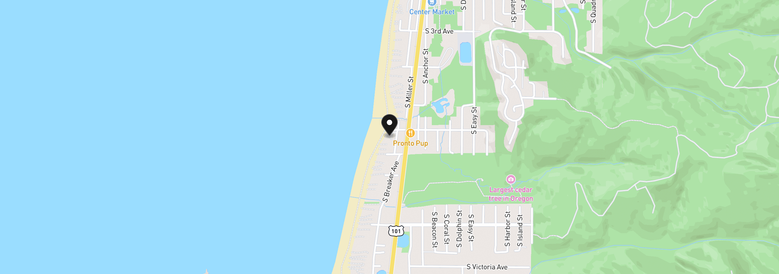 Map showing the location of 621 S Pacific St 2, Rockaway Beach, OR 97136
