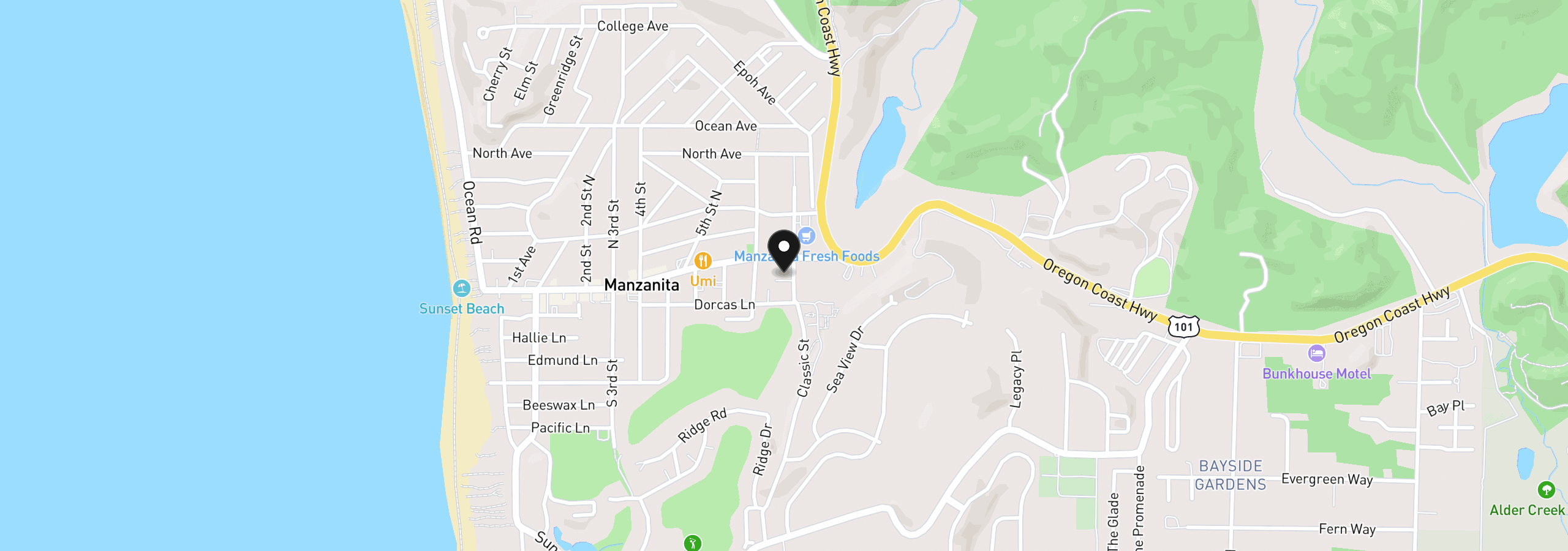 Map showing the location of 155 Classic St 2, Manzanita, OR 97130