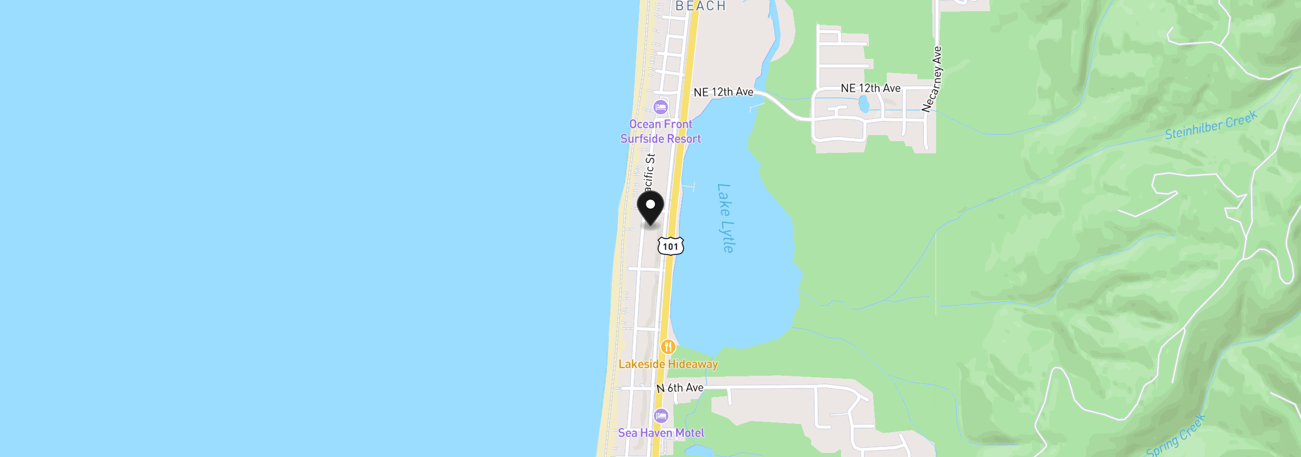 Map showing the location of 868 N Pacific, Rockaway Beach, OR 97136