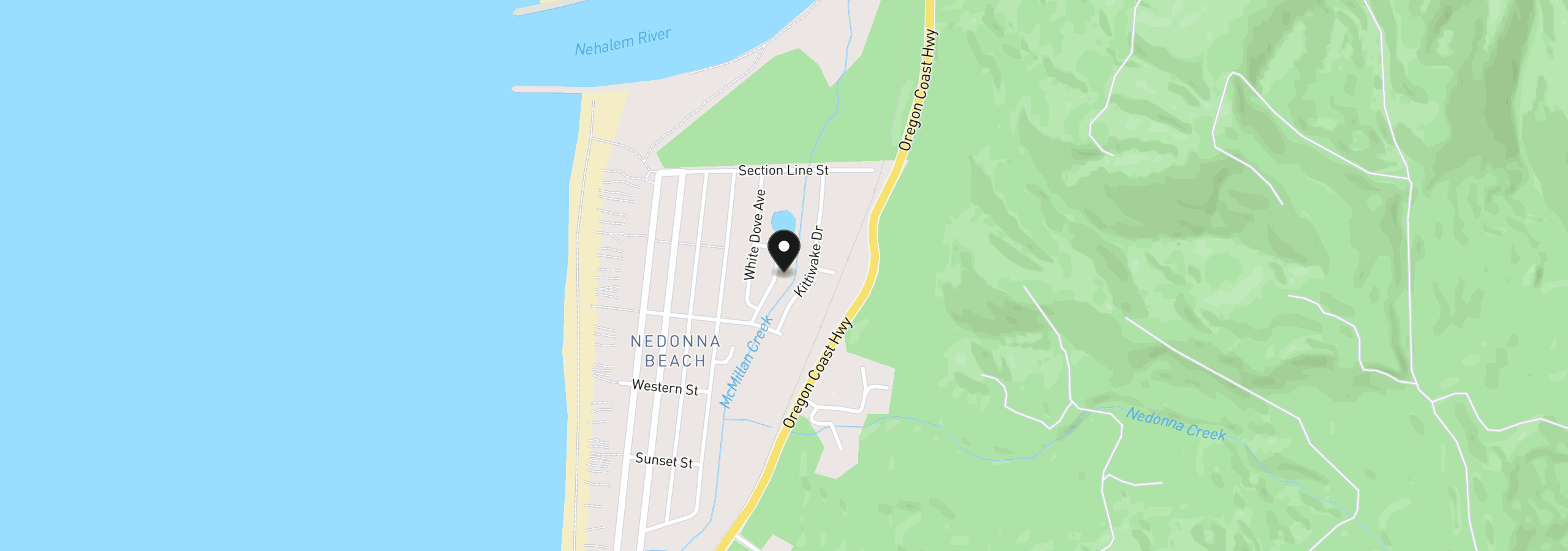 Map showing the location of 26535 Chieftain Dr, Rockaway Beach, OR 97136