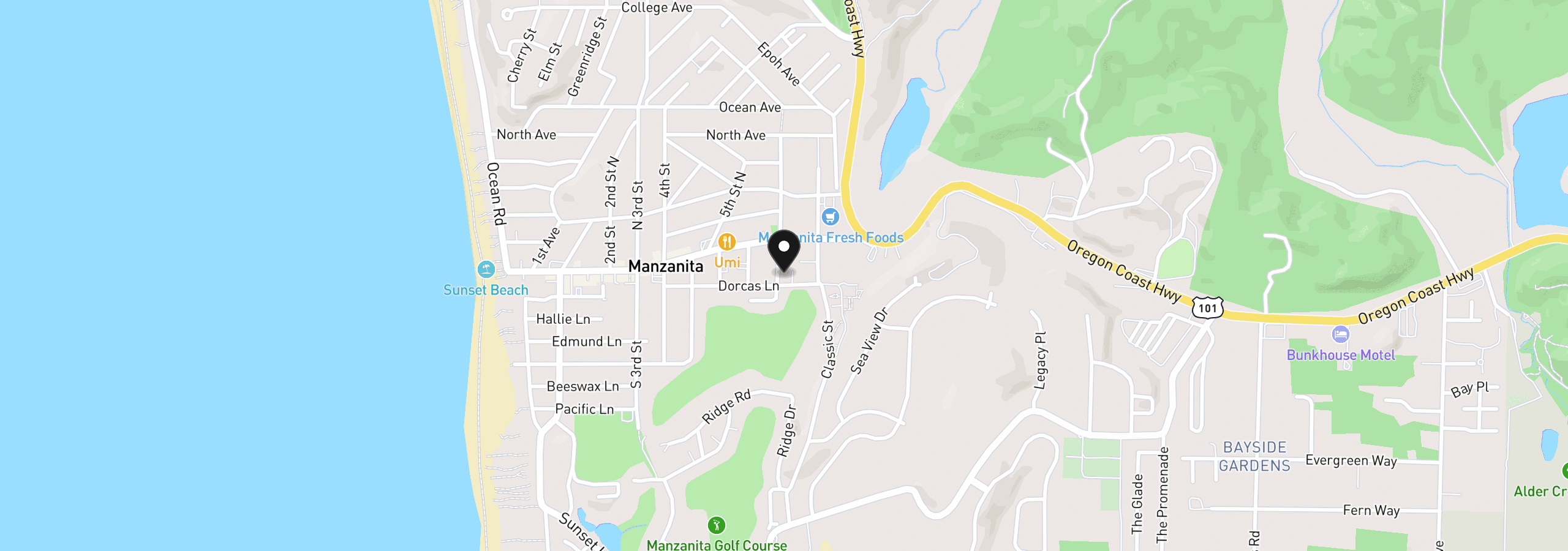Map showing the location of 174 Division St 2, Manzanita, OR 97130