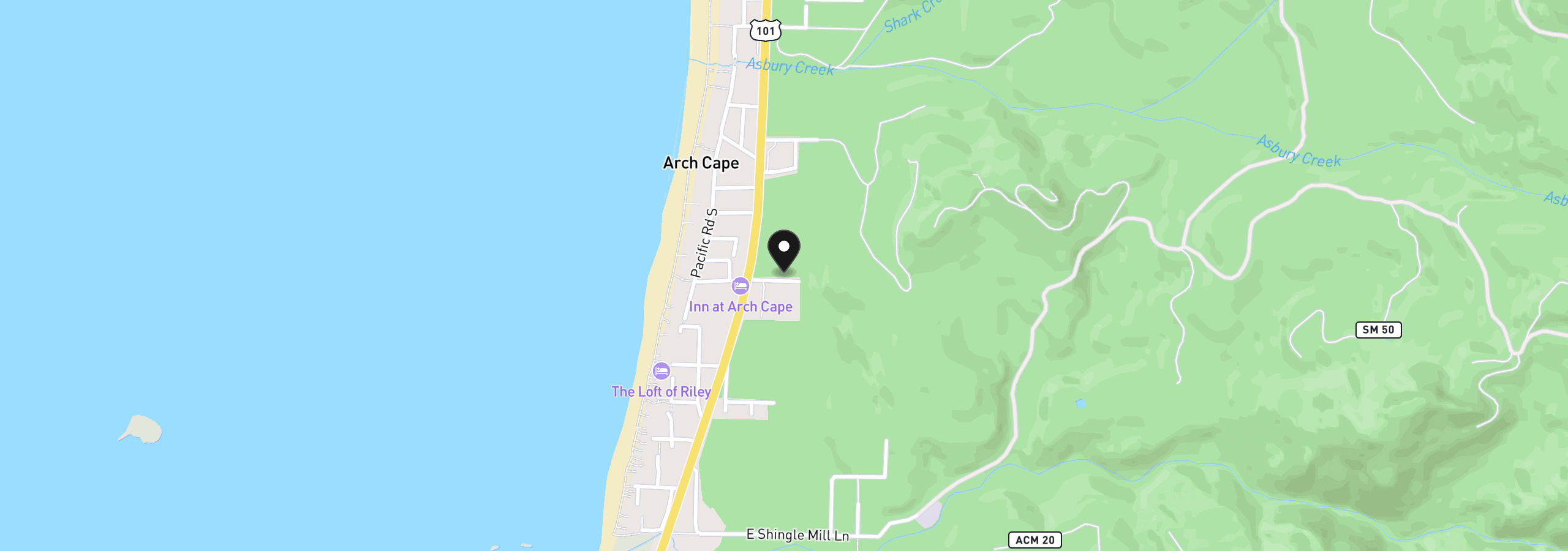Map showing the location of 32029 Walsh Ln, Arch Cape, OR 97102
