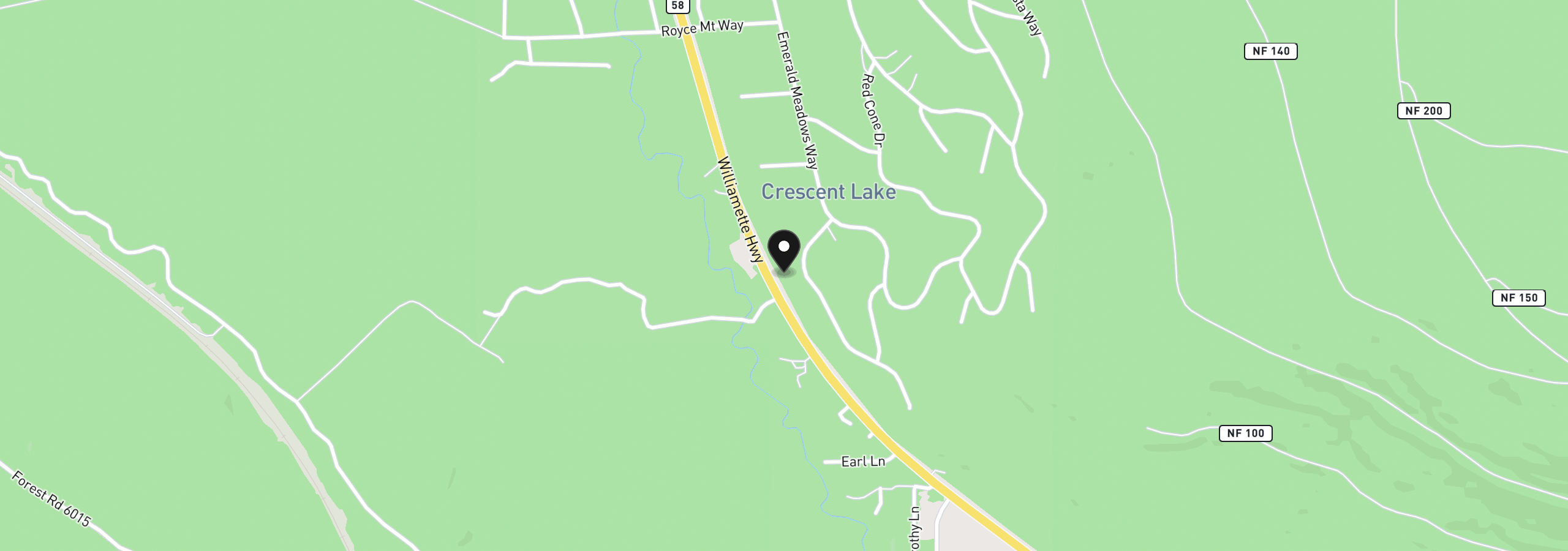 Map showing the location of 141152 Crescent Moon Dr, Crescent Lake, OR 97733