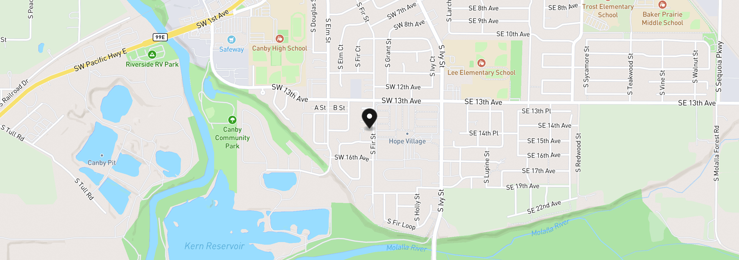 Map showing the location of 1485 S Fir St 16, Canby, OR 97013
