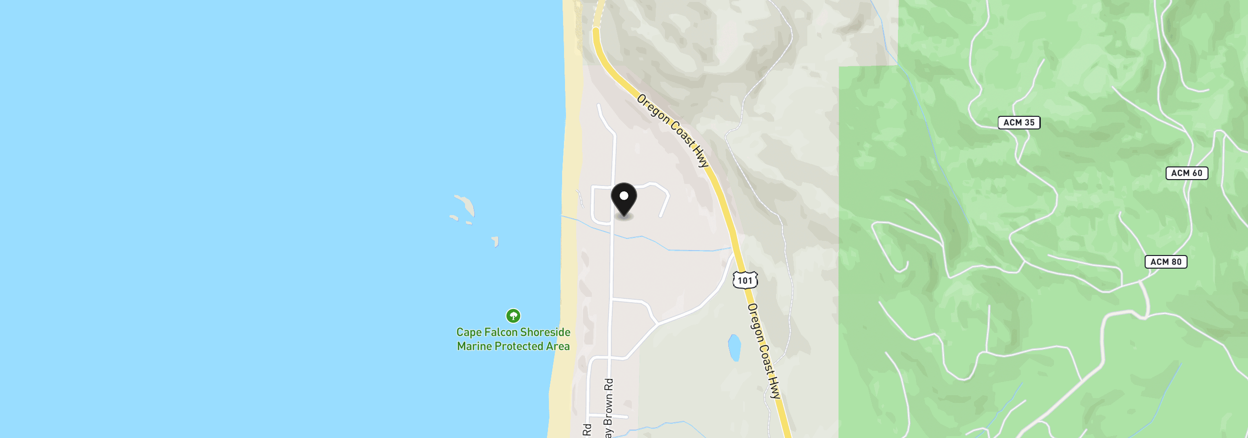Map showing the location of Ray Brown Rd 200, Cove Beach, OR 97102