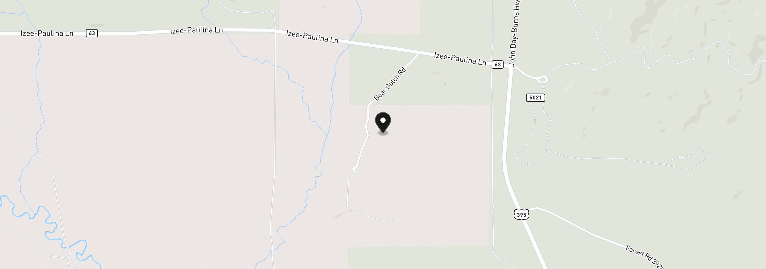 Map showing the location of 20779 Bear Gulch Rd, Canyon City, OR 97820