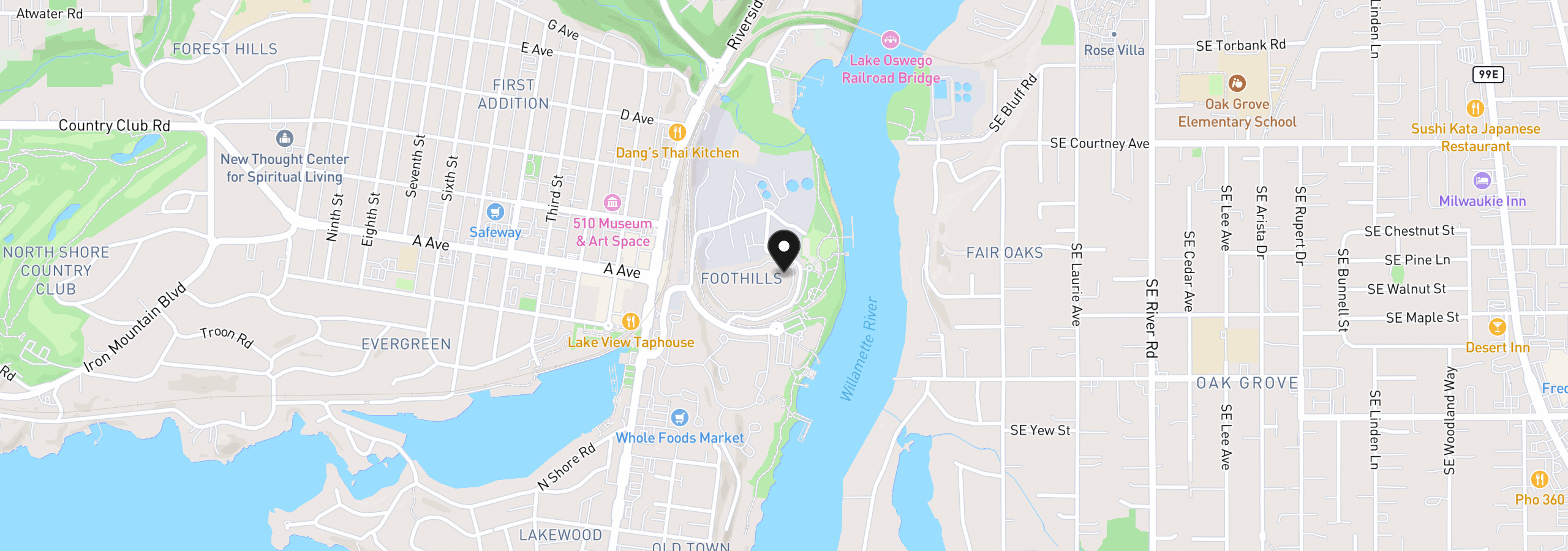 Map showing the location of 5055 Foothills Dr G, Lake Oswego, OR 97034
